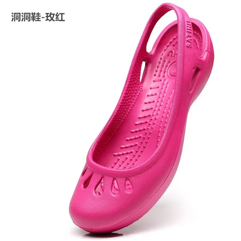 2022 Summer Nurse Shoes Flat-heeled Hole Shoes Baotou Sandals Plastic Sandals Student Beach Shoes Eva Garden Shoe