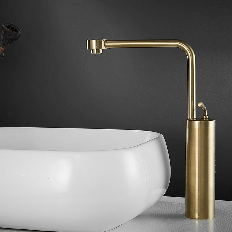 

Brushed Gold Bathroom Faucet Basin Faucet Hot Cold Black Sink Faucet Brass Faucet Kitchen Faucet Swivel Sink Water Crane
