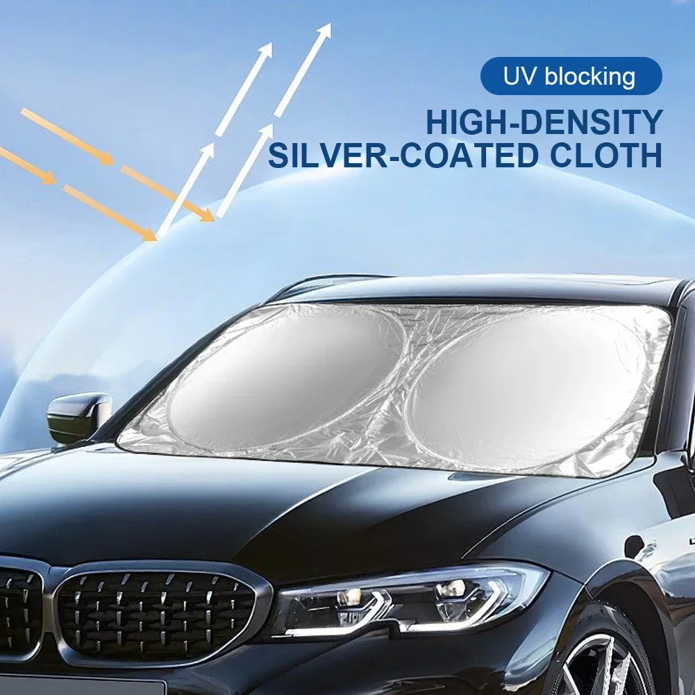 Car Sun Shade Protector UV Protection Front Rear Car Window Sunshade Heat Insulation Silver-coated Cloth Car Heat Insulation