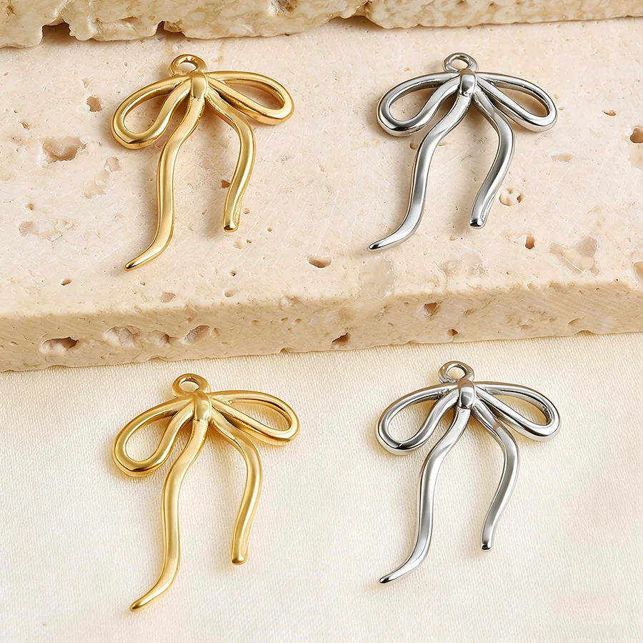 10pcs/lot Real Gold Plated Stainless Steel Bow Starfish Cross Heart Seashell Pendants Charms DIY for Necklaces Earring Bracelets