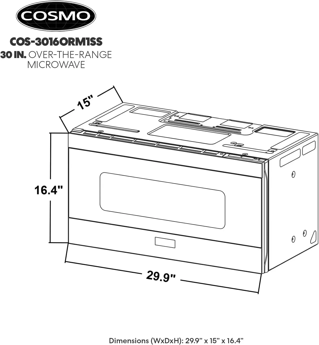 3016ORM1SS 1.6 cu. ft 용량 전자 레인지, 30 인치 범위