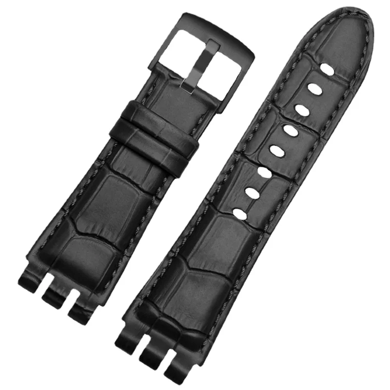 For Swatch Yos440 449 401 447 Waterproof Sweat-Proof Soft Comfortable Watch Band Accessories 23mm Genuine Leather Watch Strap