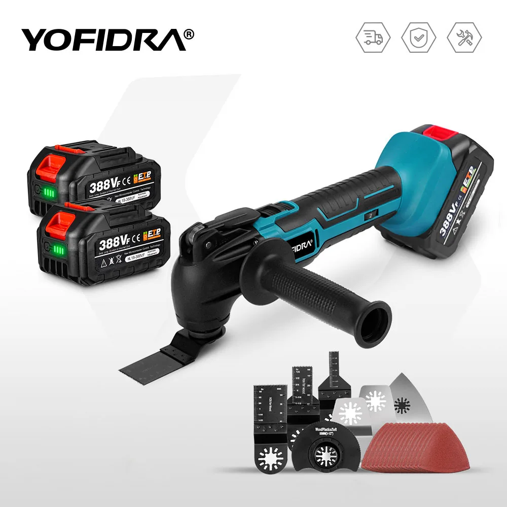 YOFIDRA Cordless Oscillating Multi Tool 6 Gears Electric Cutting Polishing Trimming Machine Power Tool For Makita 18V Battery