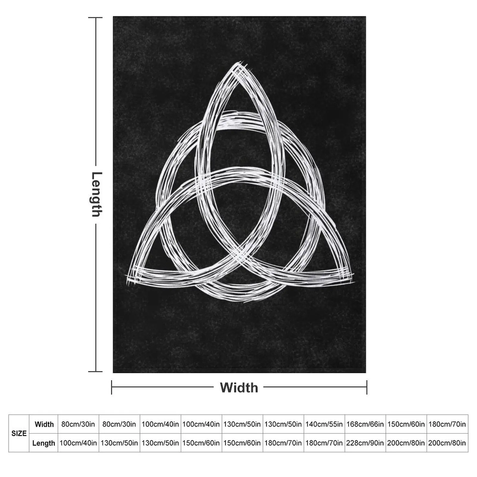 Charmed Sign / Triquetra / Witches Knot / Witch Symbol Drawing for Spiritual Women Throw Blanket
