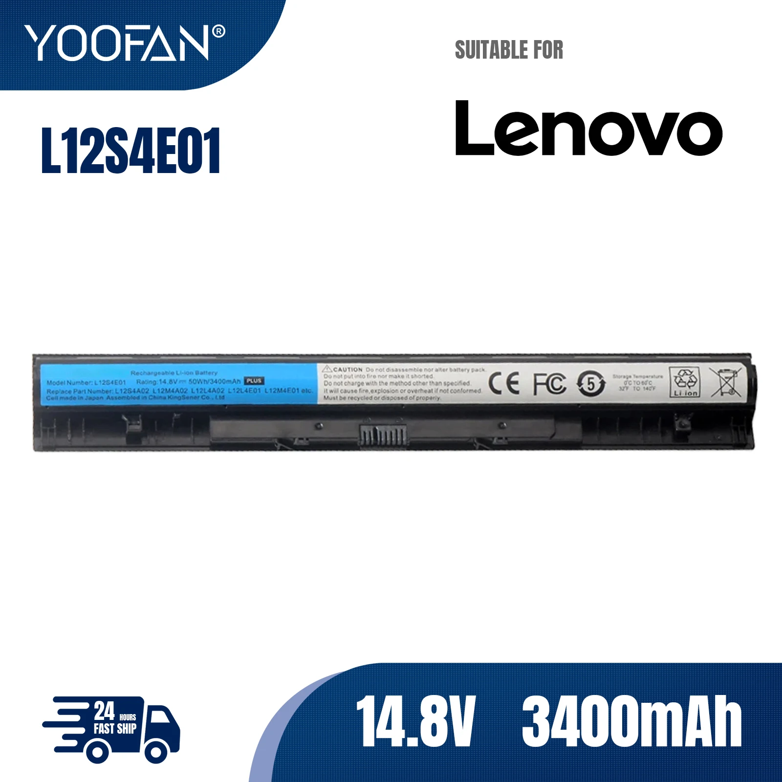 YOOFAN L12S4E01 l12M4E01 Battery for Lenovo G400S G410S G500 G510S G405S G505S S510P S410P Z501 Z710 L12L4A02 L12L4E01