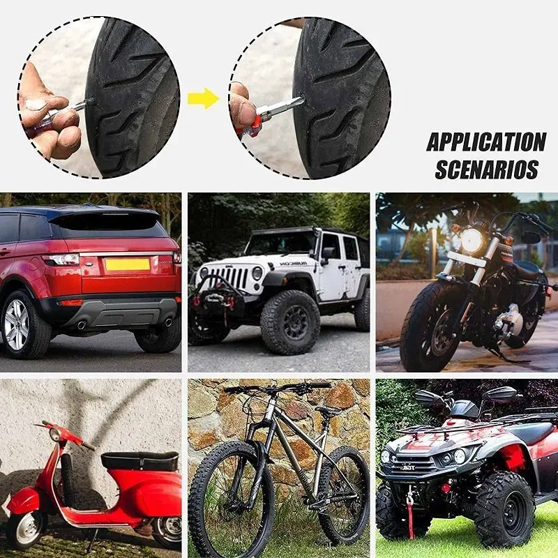 Clavos de reparación de pinchazos de neumáticos para coche, motocicleta, Scooter, bicicleta, juego de clavos de Metal de goma, accesorios de neumáticos de coche