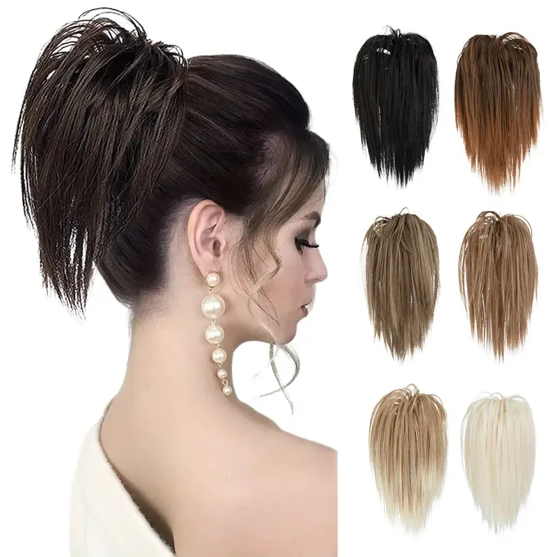 

Elegant Premium Synthetic Short Straight Ponytail Extensions Claw Clip In Hair Piece For Women Add Volume And Style To Your Hair