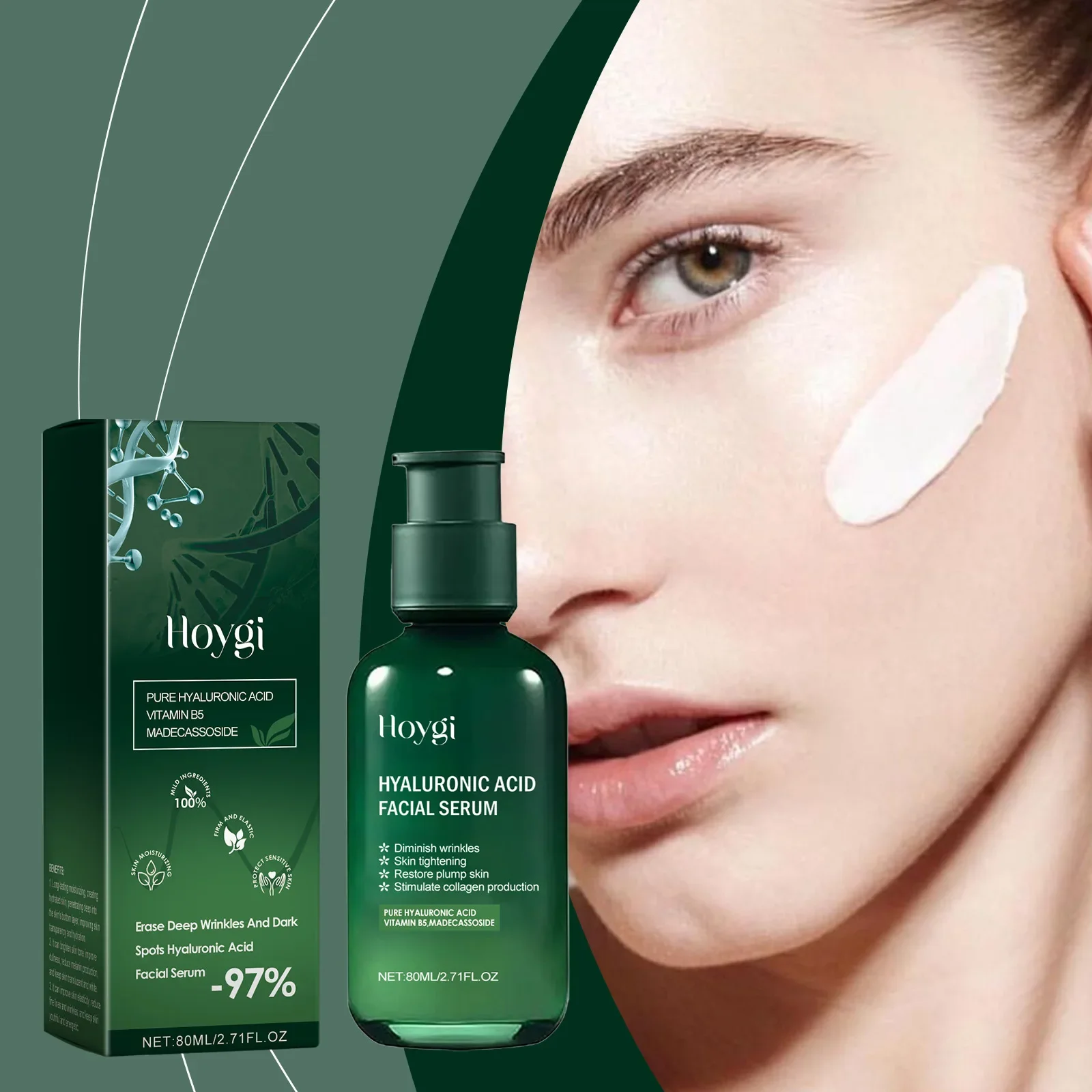 Hoygi Facial Serum for Moisturized, Smooth and Brightened Skin with Reduced Wrinkles, Melanin Production, and Pore Size