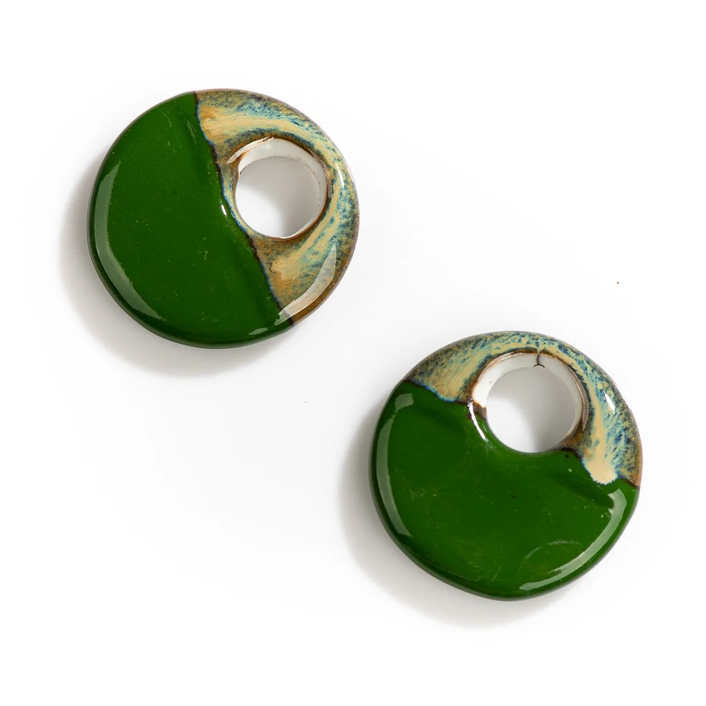 35#2pcs Pottery Multicolor Ceramic Abstract Pendant Beads Bohemia Jewelry DIY Necklace Making Vintage Accessories #XN151