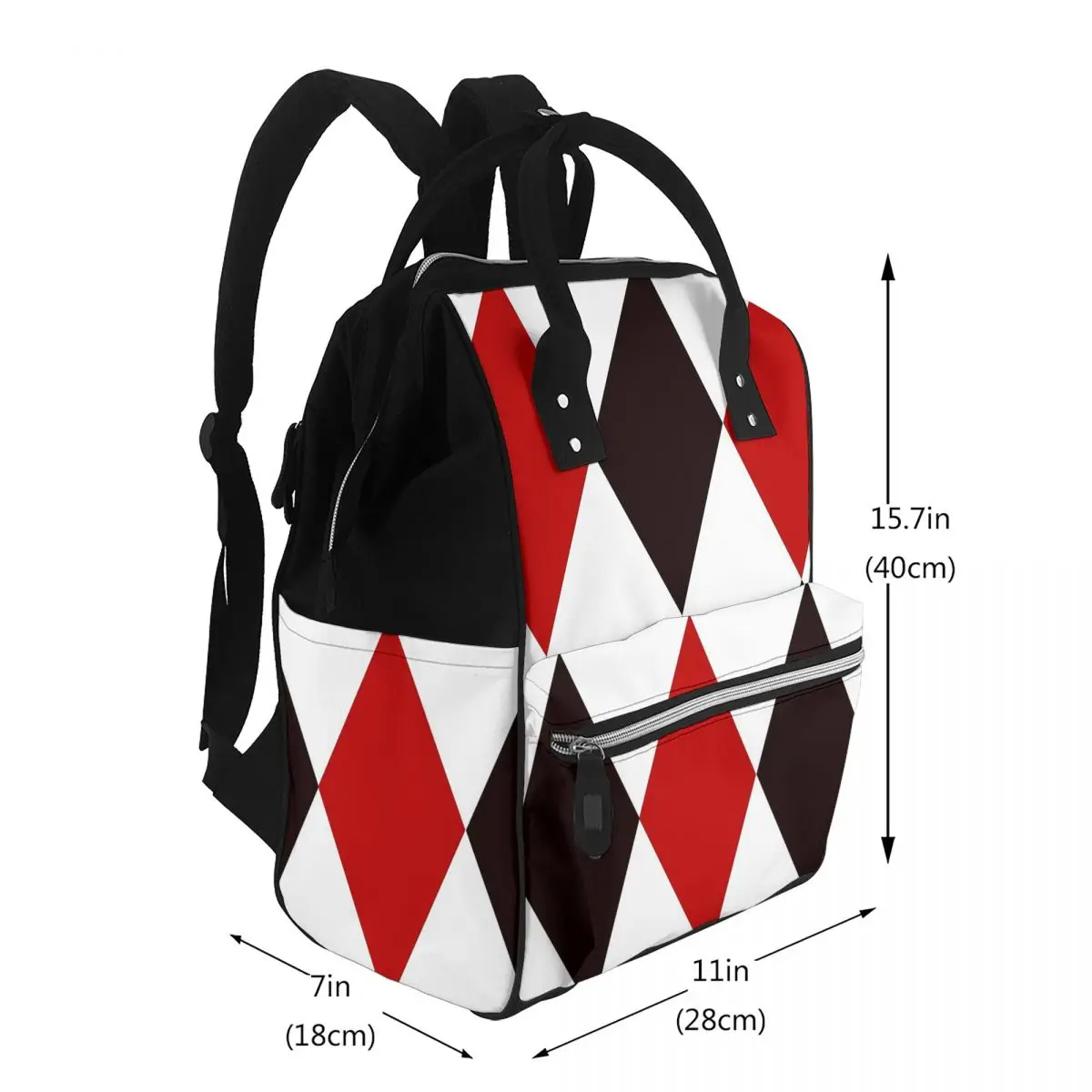 Harlequin Plaid Playing Cards Diamond Student Backpack School Bag Hiking Travel Daypack for Men Women Bookbag Shoulder Bags