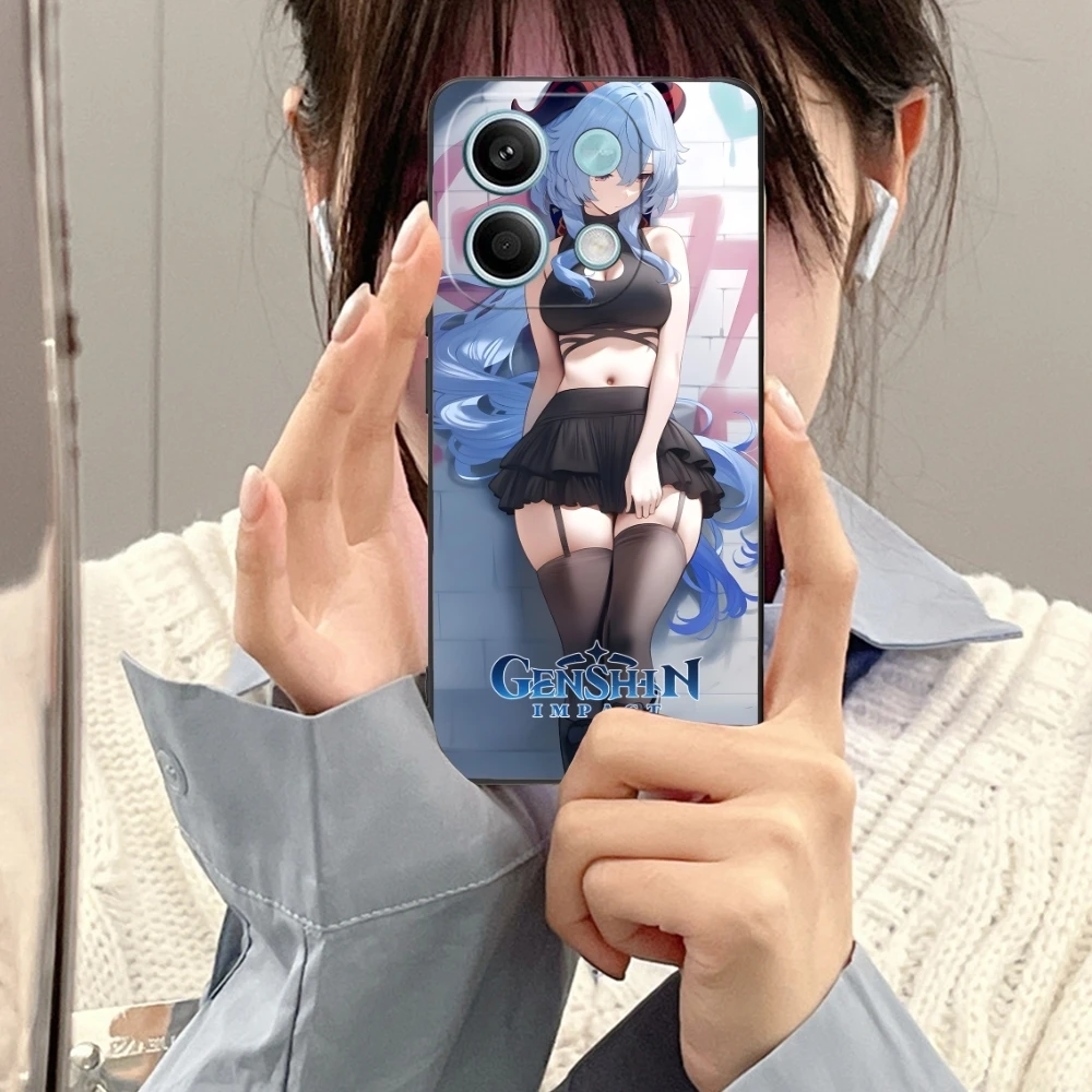 Genshin Impact Ganyu Mobile Phone Case for Xiaomi Redmi Note 13 12 11 10 9 8 7 6 S A Pro Lite Plus 5G Black Phone Cover Shell