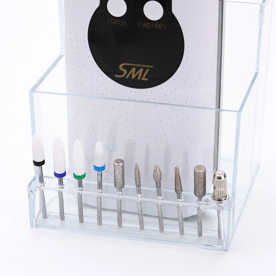 3 แถว 10 หลุมที่ว่างเปล่าเครื่องเจาะเล็บOrganizerเล็บพลาสติกBitsเครื่องบดRackเจาะเครื่องOrganizerเล็บเครื่องมือ