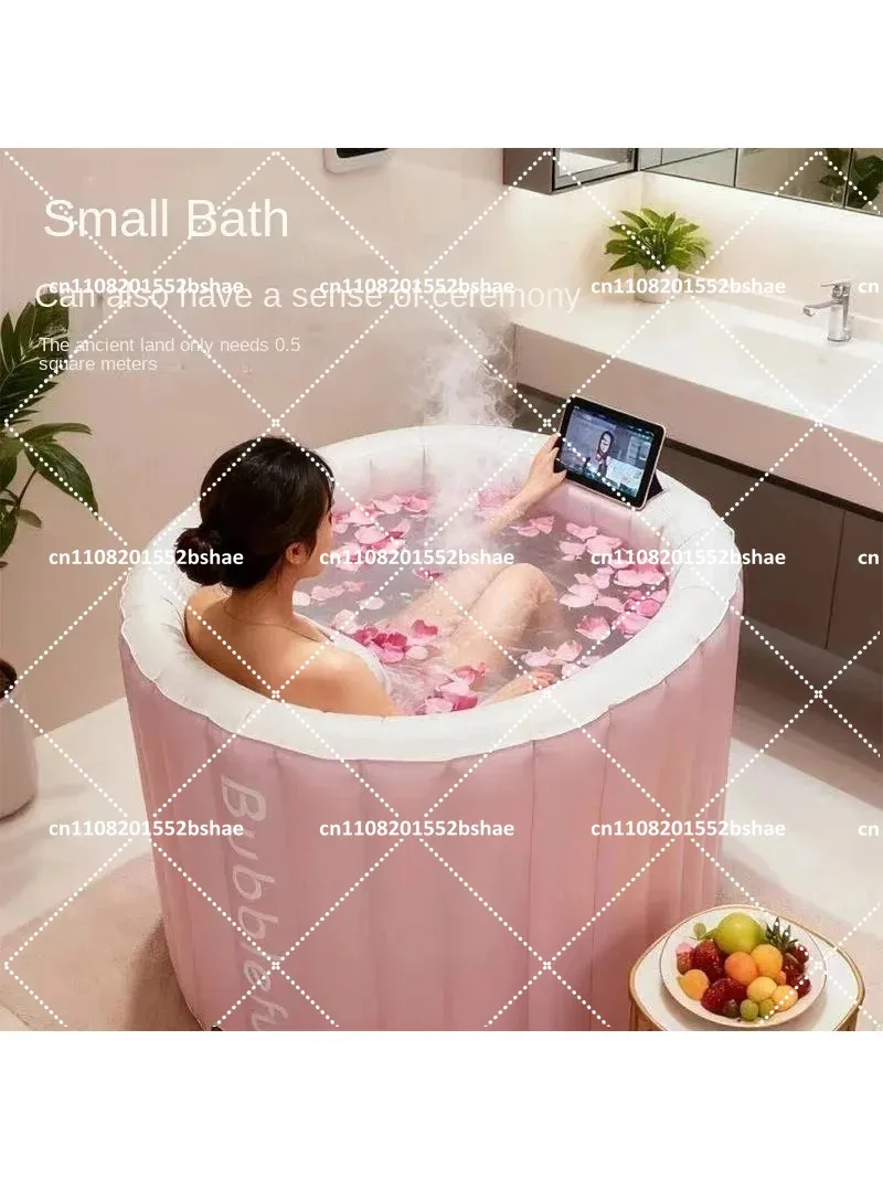 Automatic Inflatable Folding Bath Tub, Cloth + PVC Material, Insulated Portable Bathtub for Adults