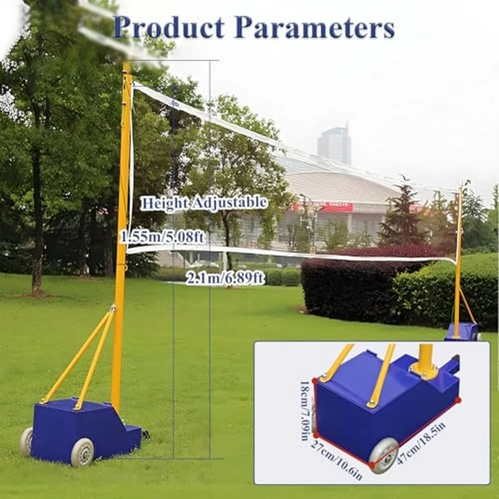 Indoor Heavy Duty Volleyball Net Set Badminton/Volleyball Pole & Nets Package for Backyard Freestanding Badminton Court