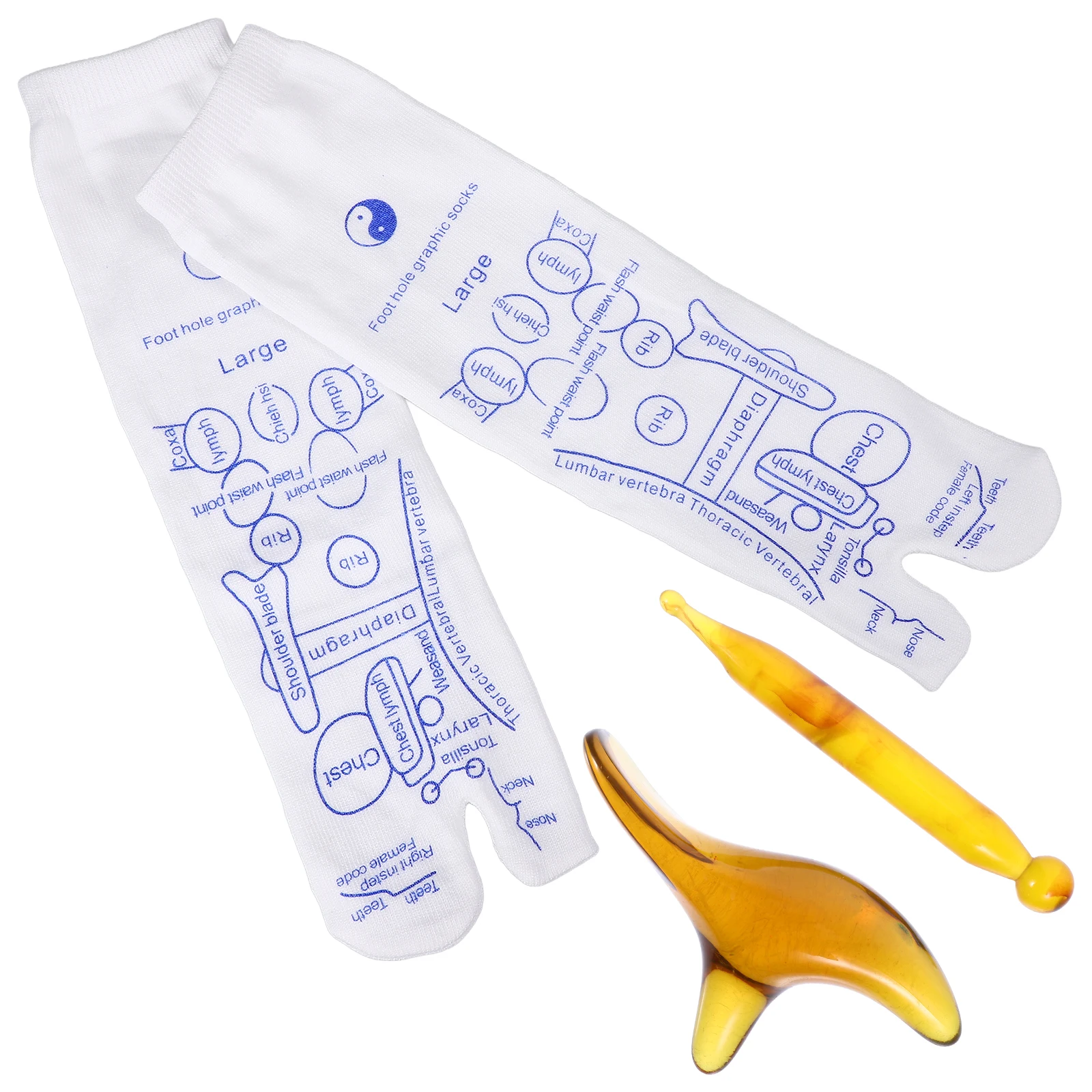 

1 set 1 Set Foot Massage Acupressure Socks Elastic Tired Relaxation Home Office Travel Use Acupoint Printed Socks