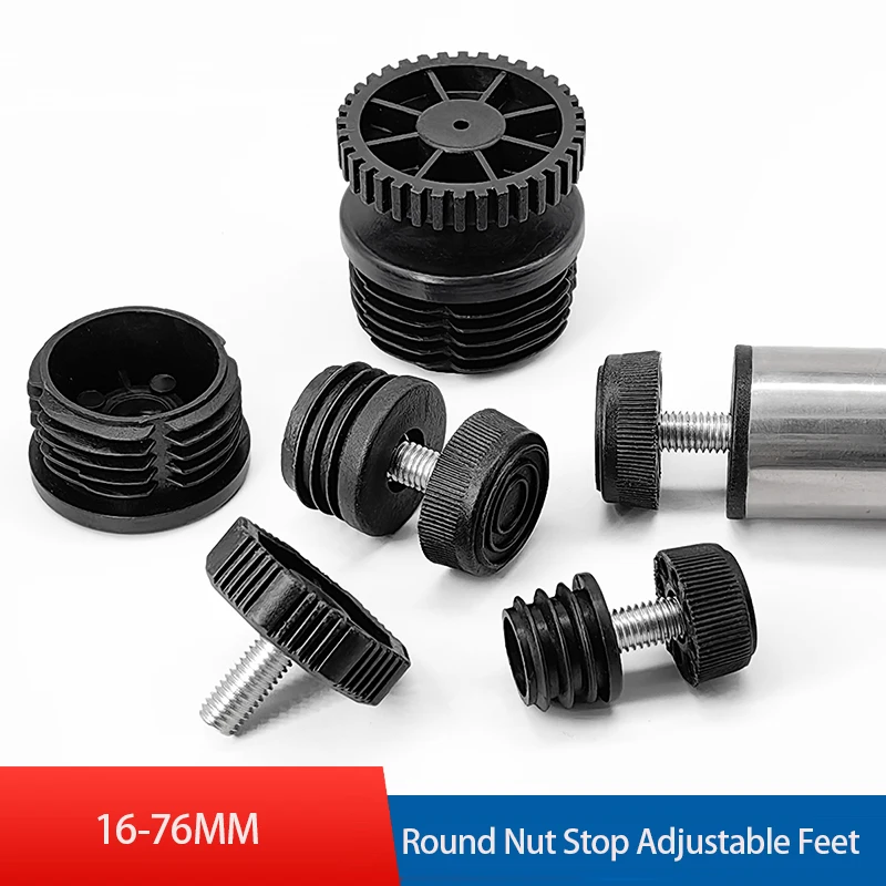 Stainless Steel Nut Pipe Plug Adjustable Feet M6/M8/M10 Thread, 16-76mm Size Range, Anti-Vibration Anti-Slip Machine Feet