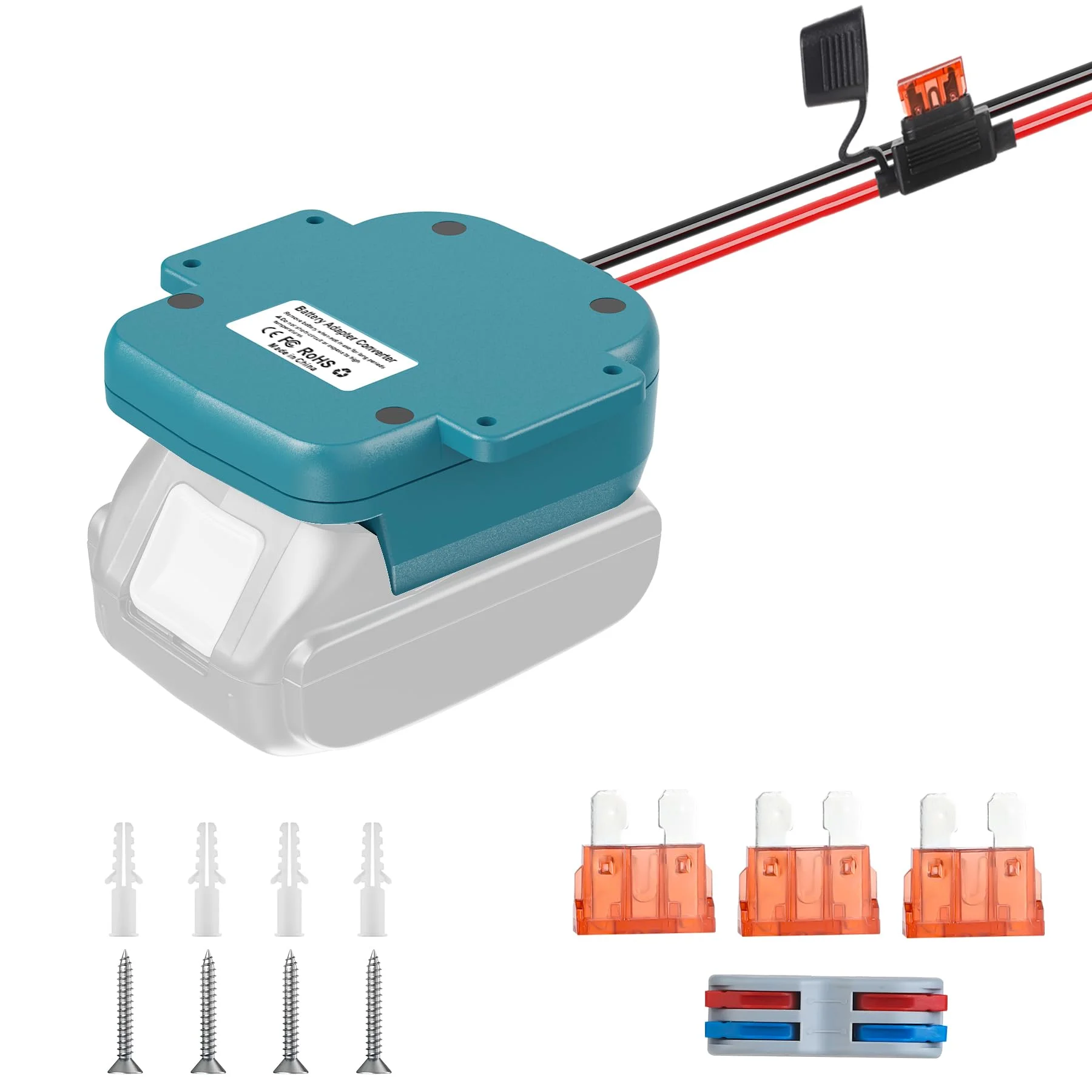 

for Power Wheel Adapter Compatible with Makita 18V Battery, Dock Battery Adapter with 40Amp Fuse, USB & Type C Port， for DIY RC