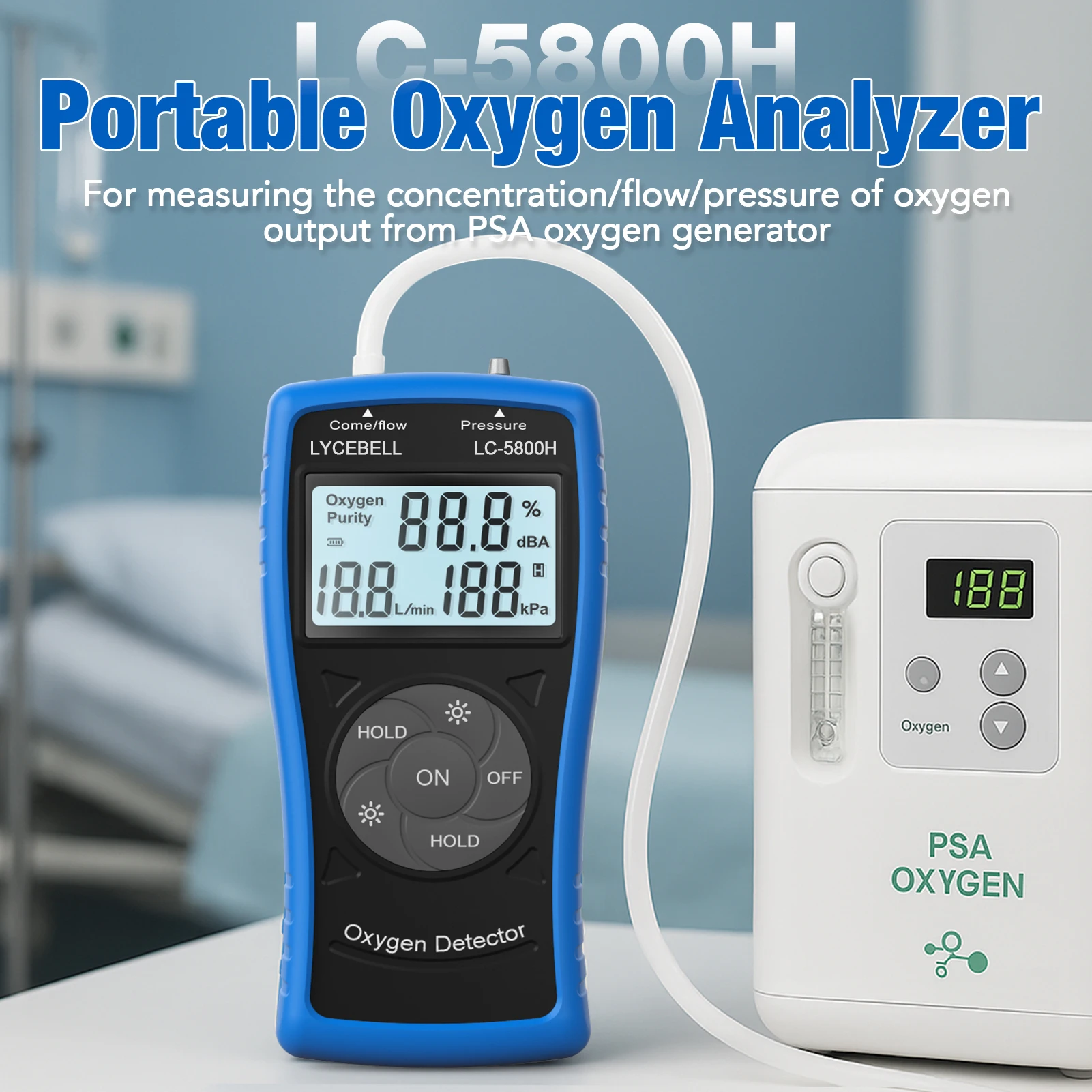 

Gas Detector Oxygen Detector,Ultrasonic Oxygen Detector for Oxygen Concentration Pressure and Flow,Handheld Natural Gas Detector