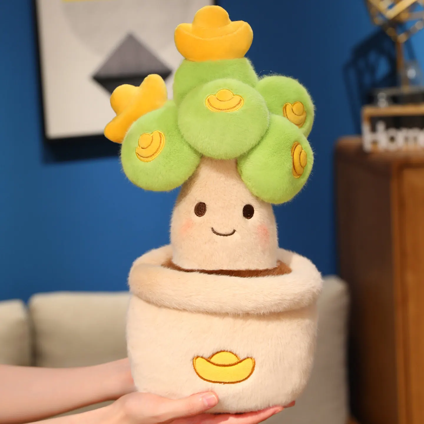 35-40cm New Money Tree Potted Plant Plush Toy Beautiful Potted Plant Decor Stuffed Dolls Money Tree Potted Plant Plush Ornament