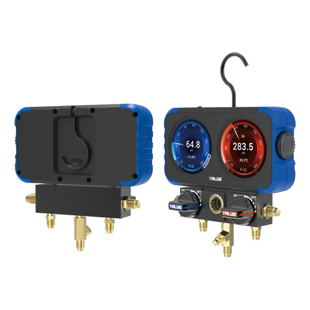 VRM2-X Digital Refrigerant Manifold Gauge Set, HVAC R134a R22 R410A Freon Pressure Meter for AC Repair