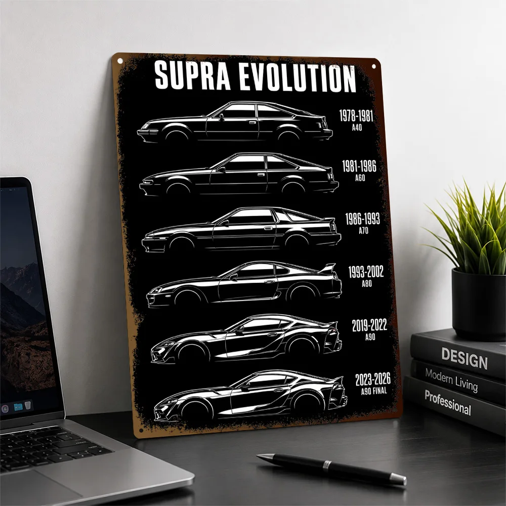 Japan Supra Evolution Sports Cars Textured Poster Personalized Aluminum Metal Sign Track Culture Style Wall Art Ideal For Home
