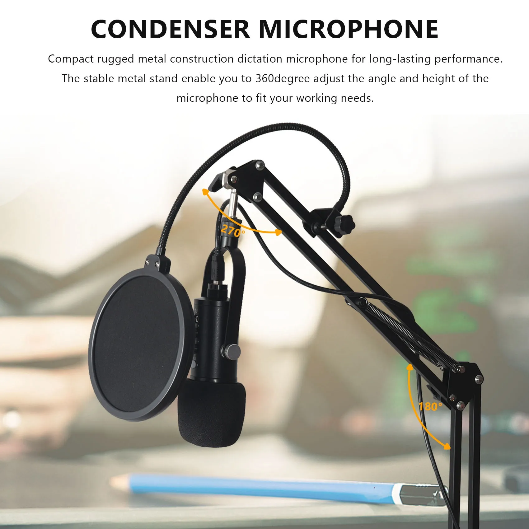 USB Microphone,Condenser Recording Microphone with Mute and Echo for Laptop Pc Mac Phone Studio Recording,