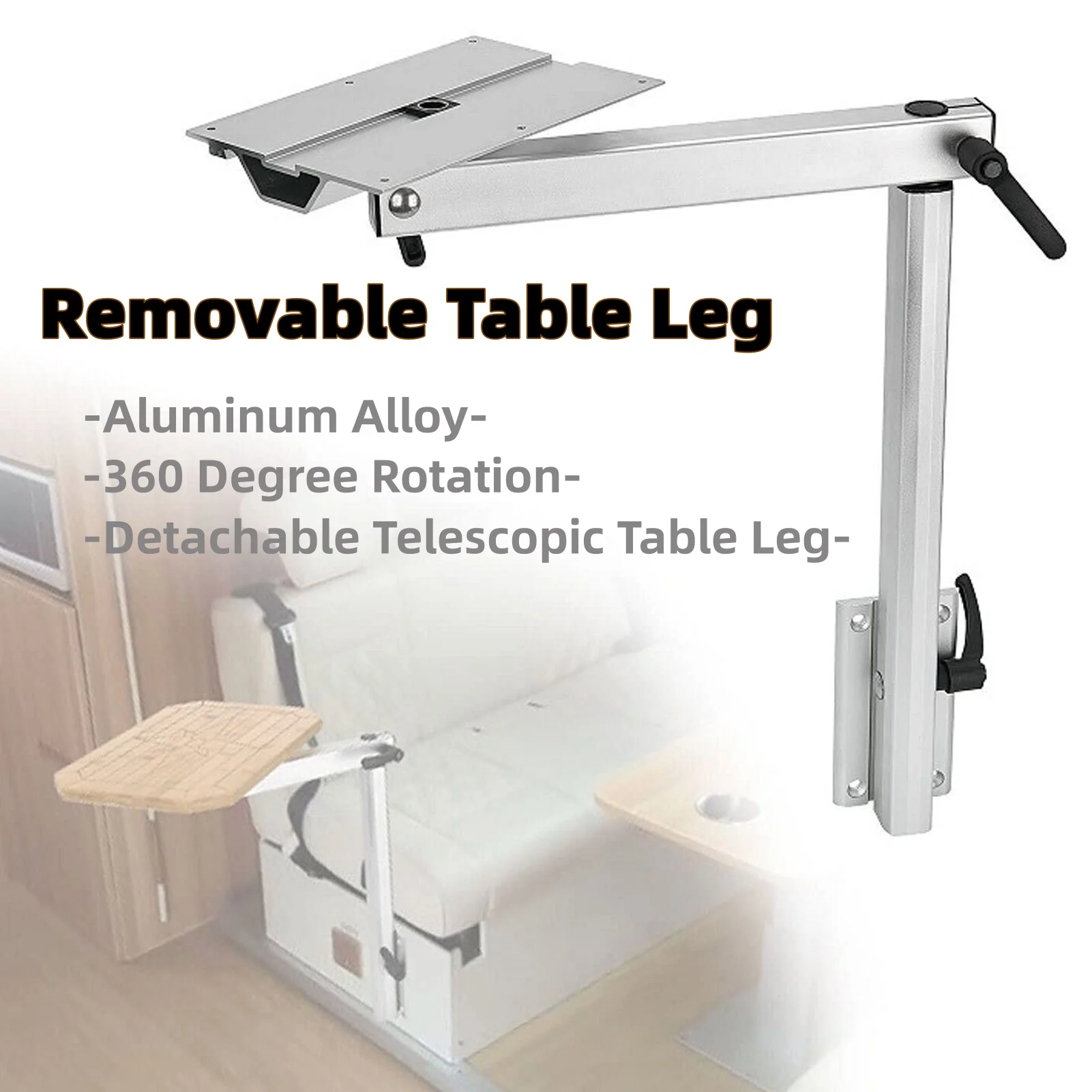 

RV Removable Table Leg Aluminum Alloy White 360 Degree Rotation Detachable Telescopic Table Leg for Yachts RV Motorhome