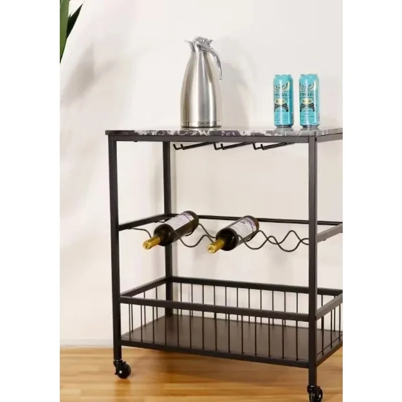 Luxury Hotel and Home Bar Cart Service Trolley Stratified Solid Wood with Metal for Food Trucks Tea Trolley رفوف تقديم الطعام