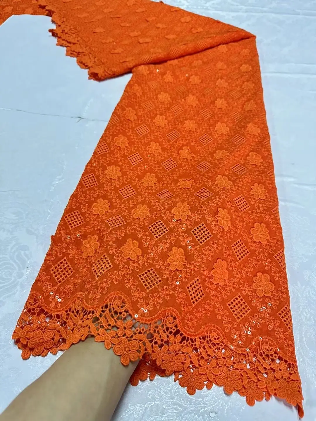 High Quality African Nigerian Lace Fabric, Embroidery Tulle,  Sequins Guipure, Wedding Party Dress,Water Soluble, 5Yards, JL360 view 5