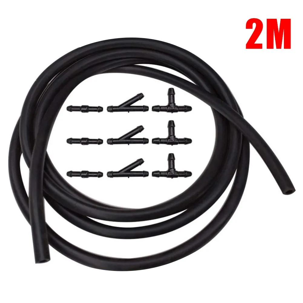 WINDSHIELD WASHER HOSE CONNECTOR Wiper Parts Replacement Replaces Splitter 2m 9PCS Accessory Black High Quality