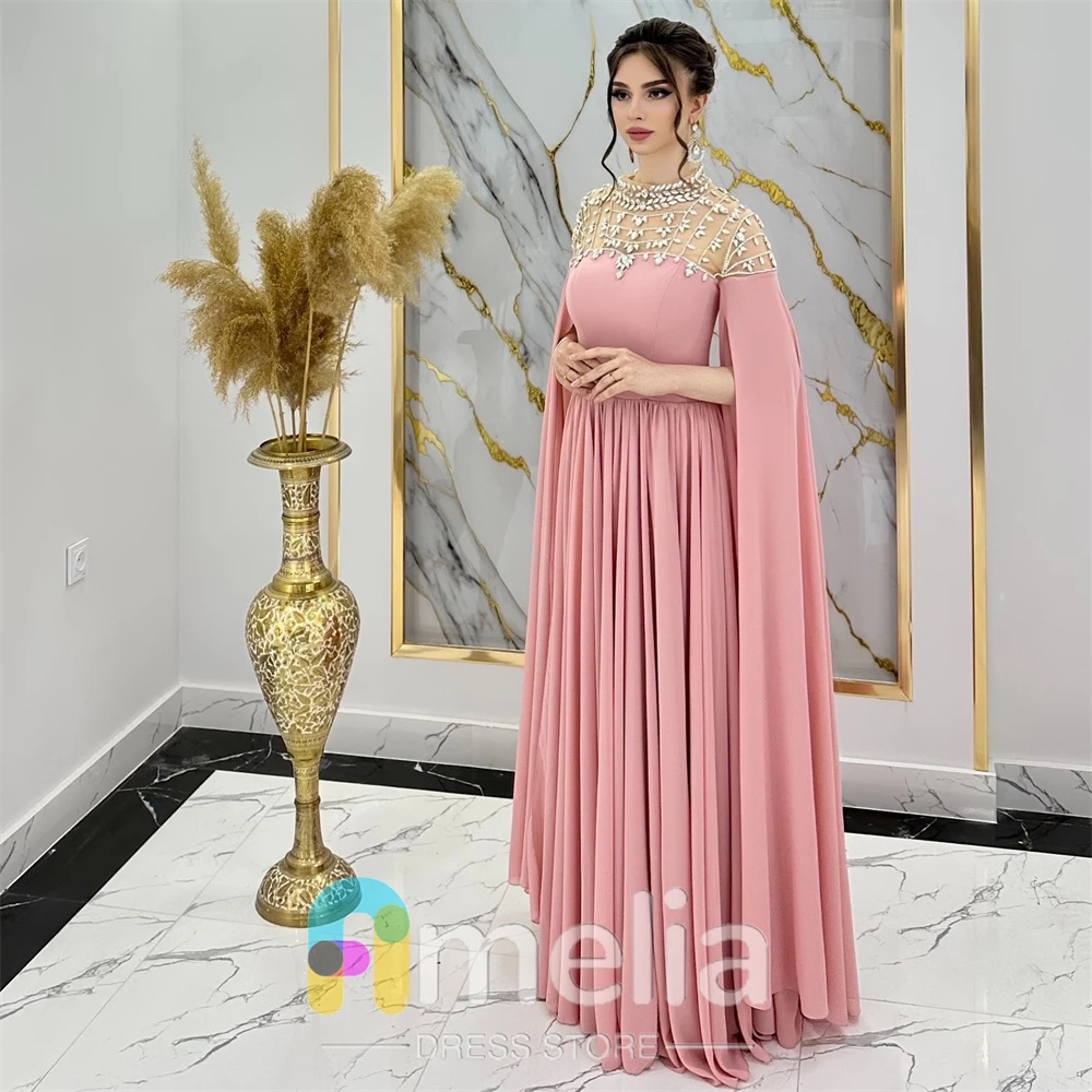 Amelia Elegant Party Dresses Woman A-Line O Neck Chiffon Evening Prom Dresses for Special Occasions Formal Gowns For Dubai 2024