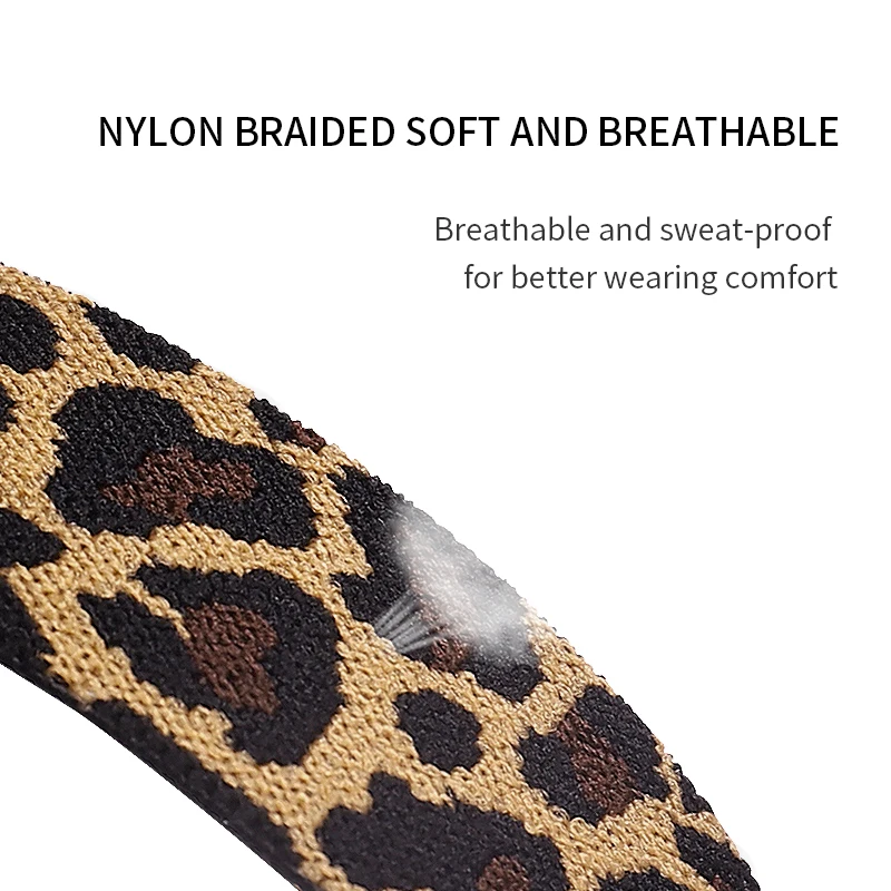 Nylon Strap for Apple watch band 41mm 40mm 44mm 45mm 49mm 42mm 38mm Elastic Leopard bracelet iWatch series 8 7 se 6 5 3 Ultra