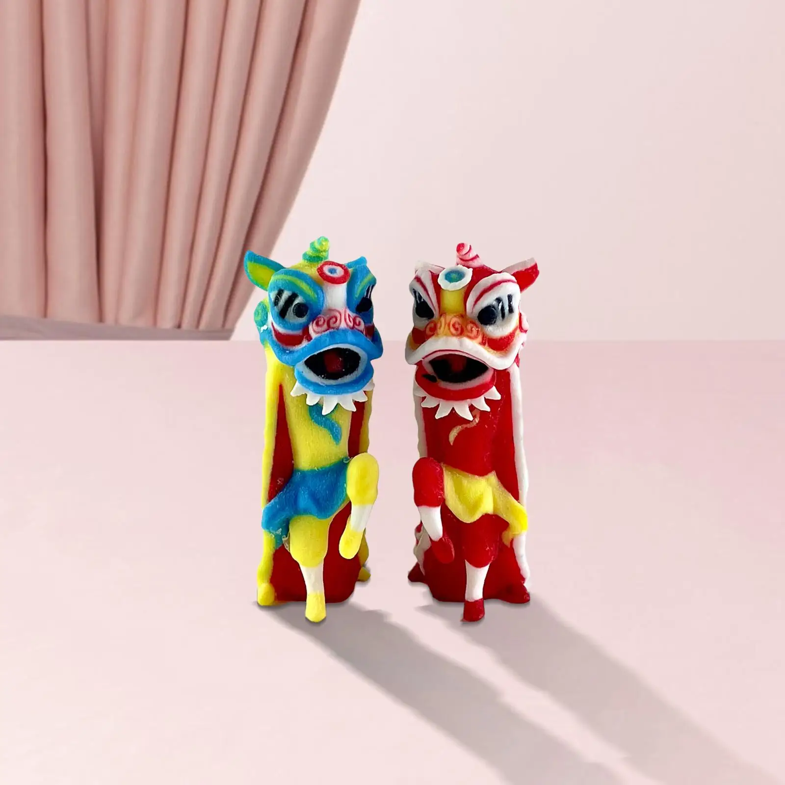 

2 Pieces 1/64 Scale Lion Dance Figure Crafts for Scenery Landscape Ornament