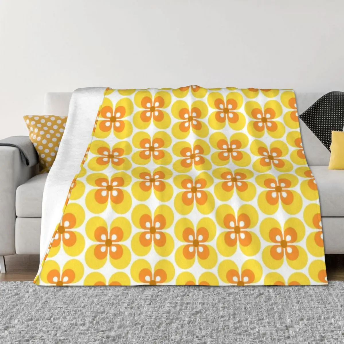 

70s Harvest Pattern 4 Throw Blanket Thins blankets and throws Fashion Sofas For Sofa Thin Blankets