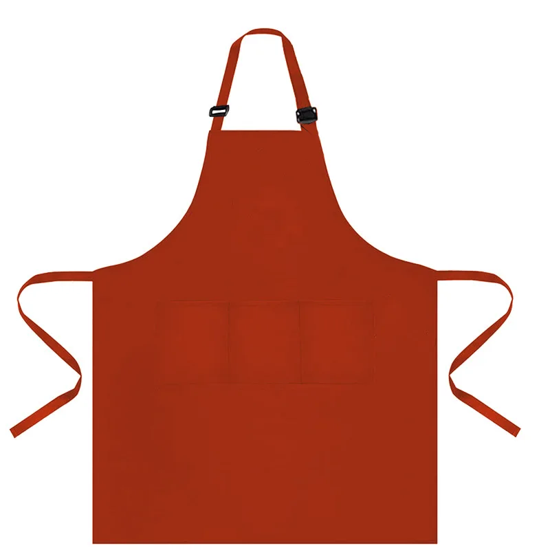 Custom Printed Logo Solid Color Pocket Design Apron Men's and Women's Simple Kitchen Baking Lace-Up Overalls