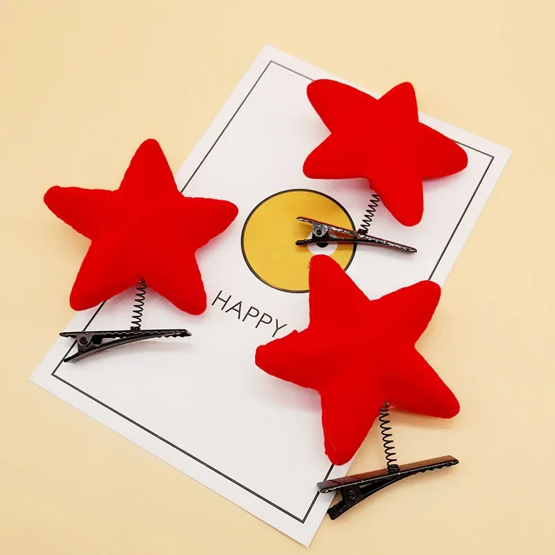 Fashion Kid Infant Baby Girls Cute Red Cartoon Star Hairclip Hairpin Barrettes Headwear Hair Accessories Birthday Christmas
