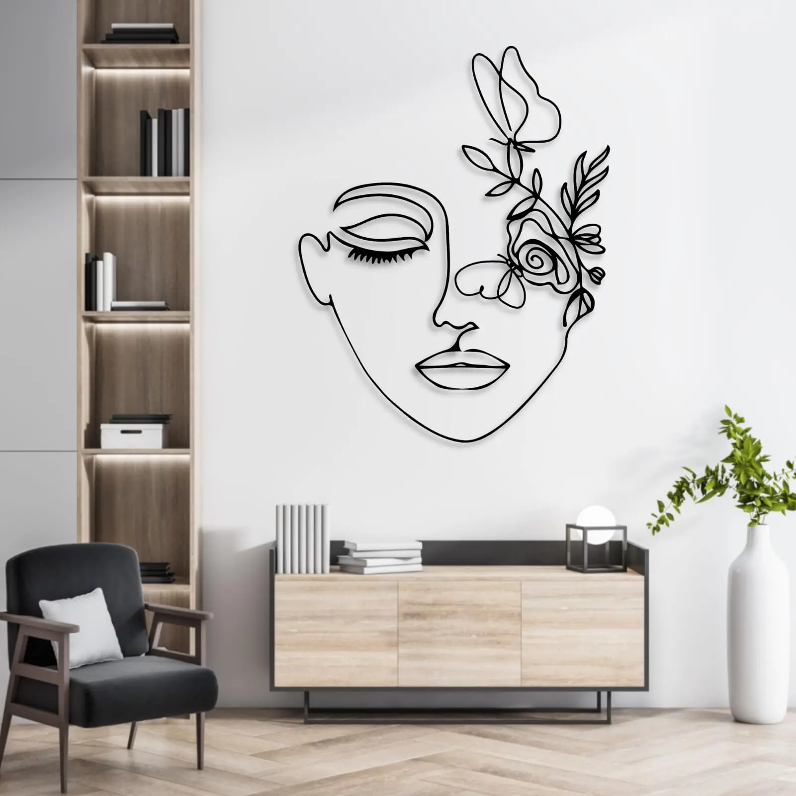 Beauty Metal Abstract Wall Art, Line Art Wall Hangings Decoration, Metal Wall Decor For Home Office Living Room Bedroom Decorati