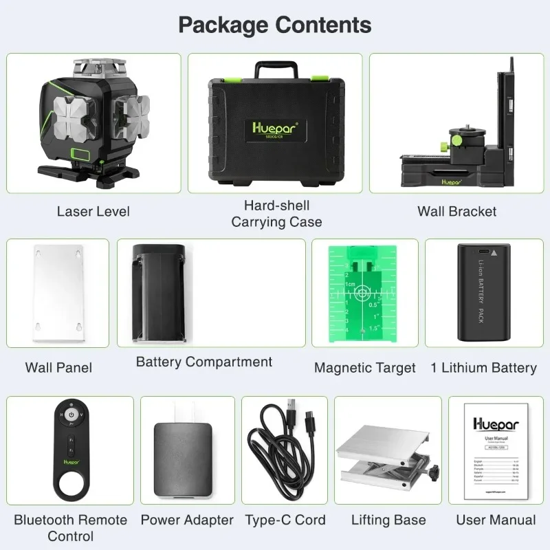 360 Self-leveling Bluetooth Function&Outdoor Pulse Mode 4D Green Beam line nivel 16 Line  Level