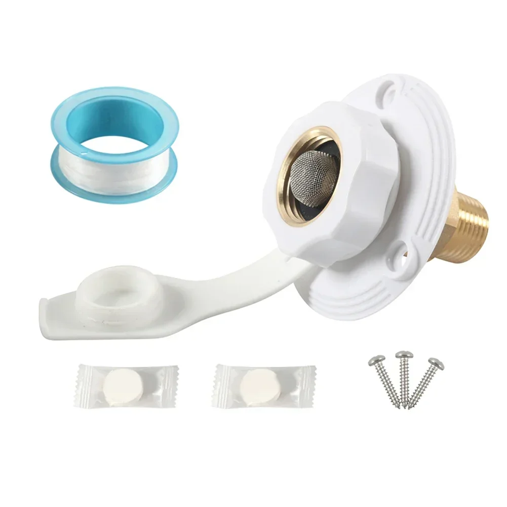 RV City Water Fill Inlet Water Fill Inlet Built In Check Valve Flange Hose Connector Connection Fill For RV Marine Caravans