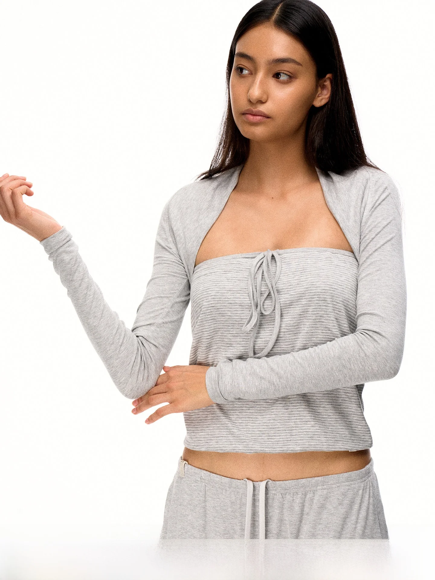 

FirstFloor Ultra Soft Comfortable Skin-Like Elastic Casual Striped Color Blo Tube Top Two-Piece Set Women's Vest Tops