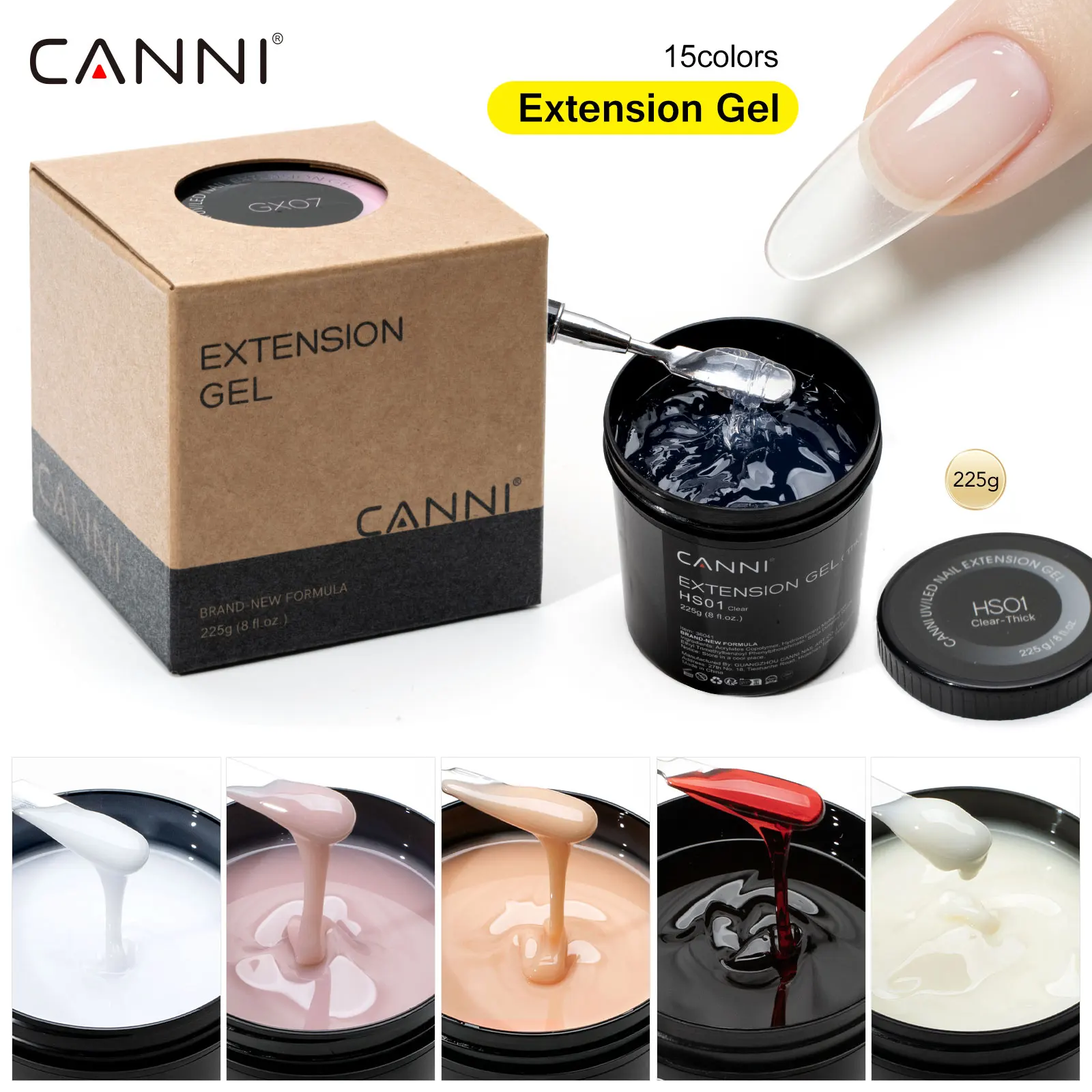 CANNI Builder Extension Gel 225g Salonqualität Natürliche Jelly-Farben Langanhaltend Selbstnivellierend Extra Starkes Gel-Nagelmaterial TPO-frei – Detail 3
