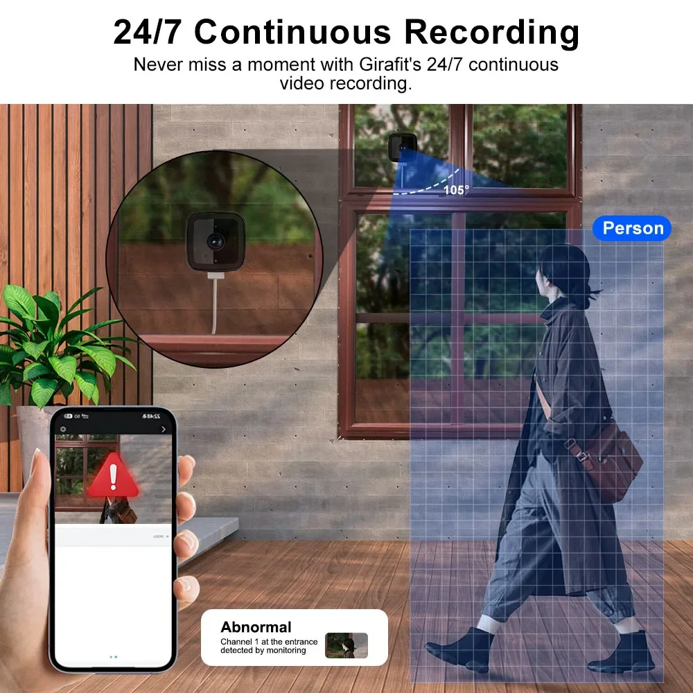 Tahlitech WiFi Window Camera Full Color Night Vision Two-Way Audio Through Window Indoor Home Security Baby Monitor Camera