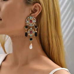 2025 New Bohemian Vintage Earrings Ladies Luxury Trendy Design Geometry Crystal Ethnic Pendientes Accessories For Women Jewelry