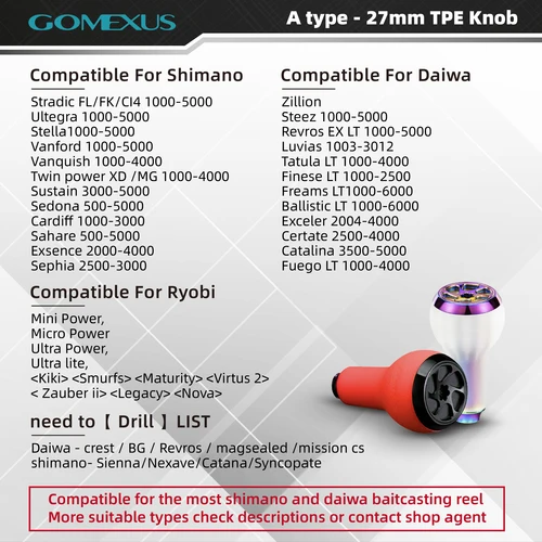 Imagen 2 del producto Gomexus, nuevo carrete de pesca de corcho, perilla de mango de 27mm para pesca de lubina para Shimano Stradic CI4 Stella Daiwa, mango de carrete A27