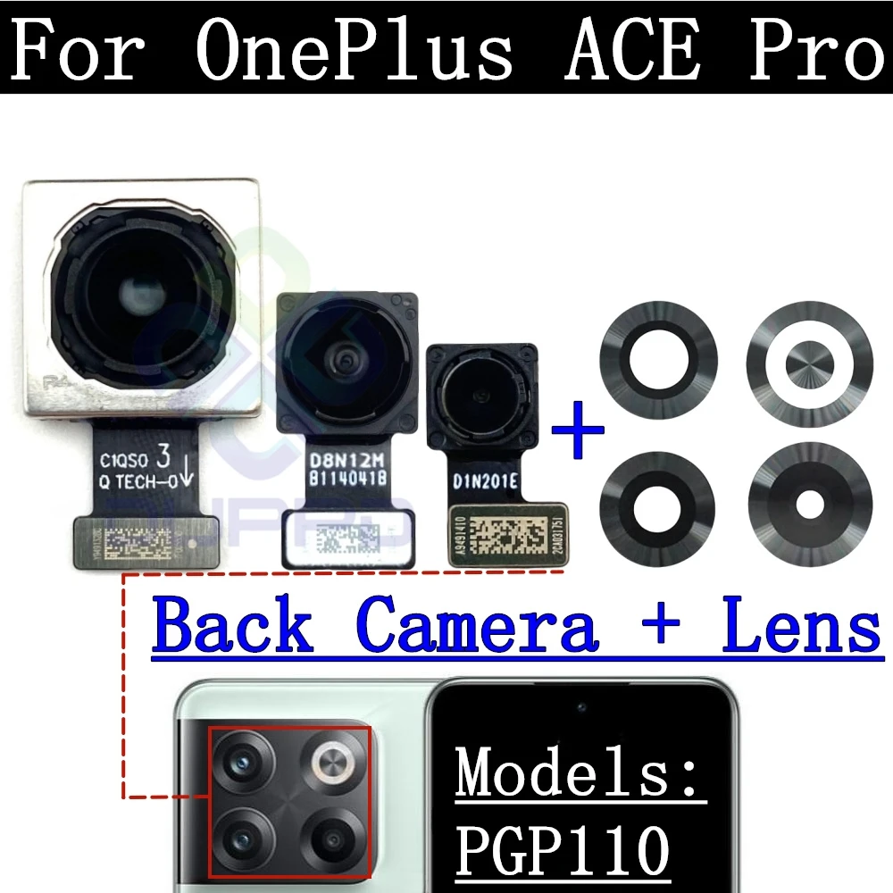 Câble flexible de Module de caméra arrière pour Selfie avant, pour OnePlus 10T ACE Pro ACEPro PGP110, objectif de caméra arrière principal large en verre