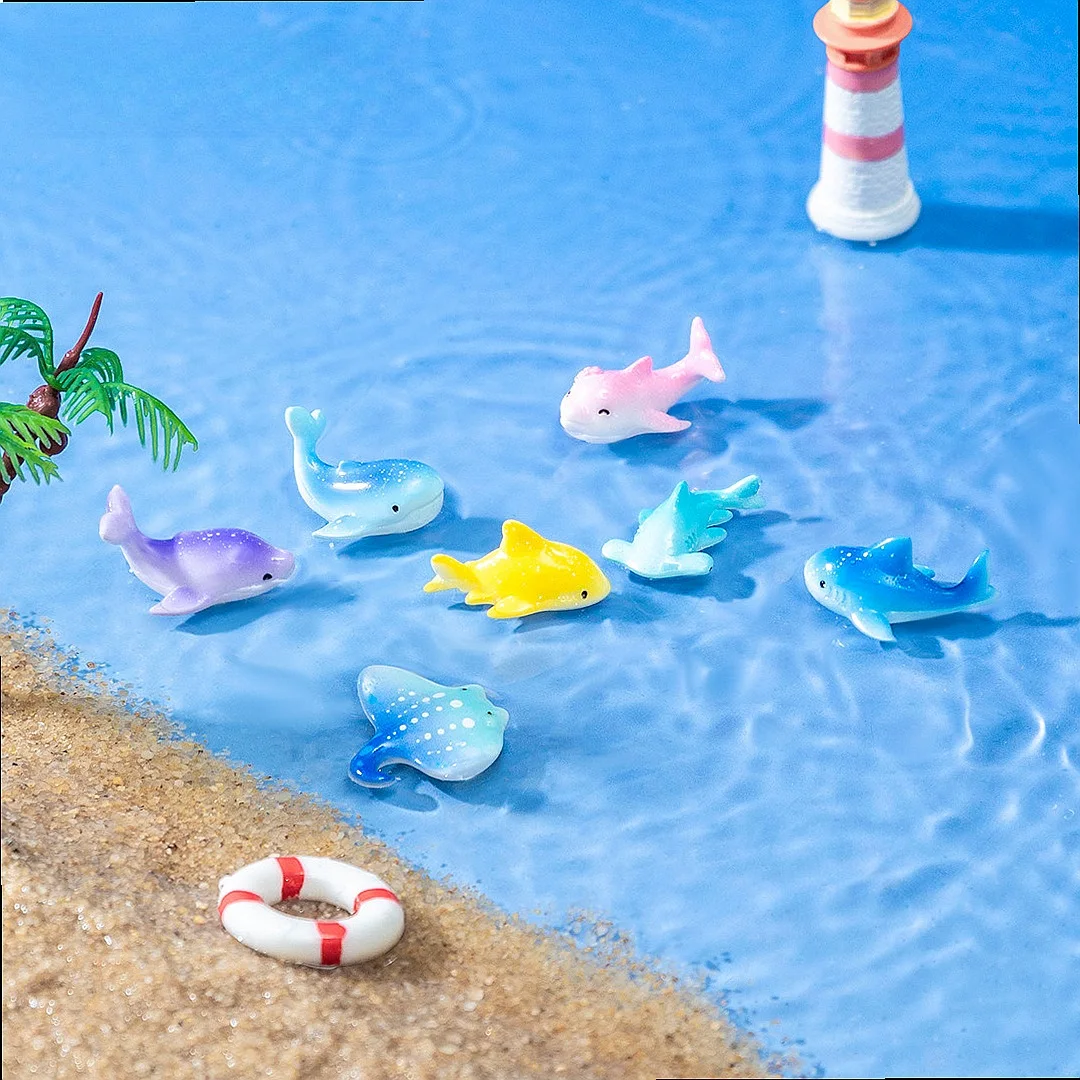 100pcs Wholesale 3D Resin Dolphin Cute Mini Ocean Animals DIY Fairy Garden Decor Dollhouse Accessories