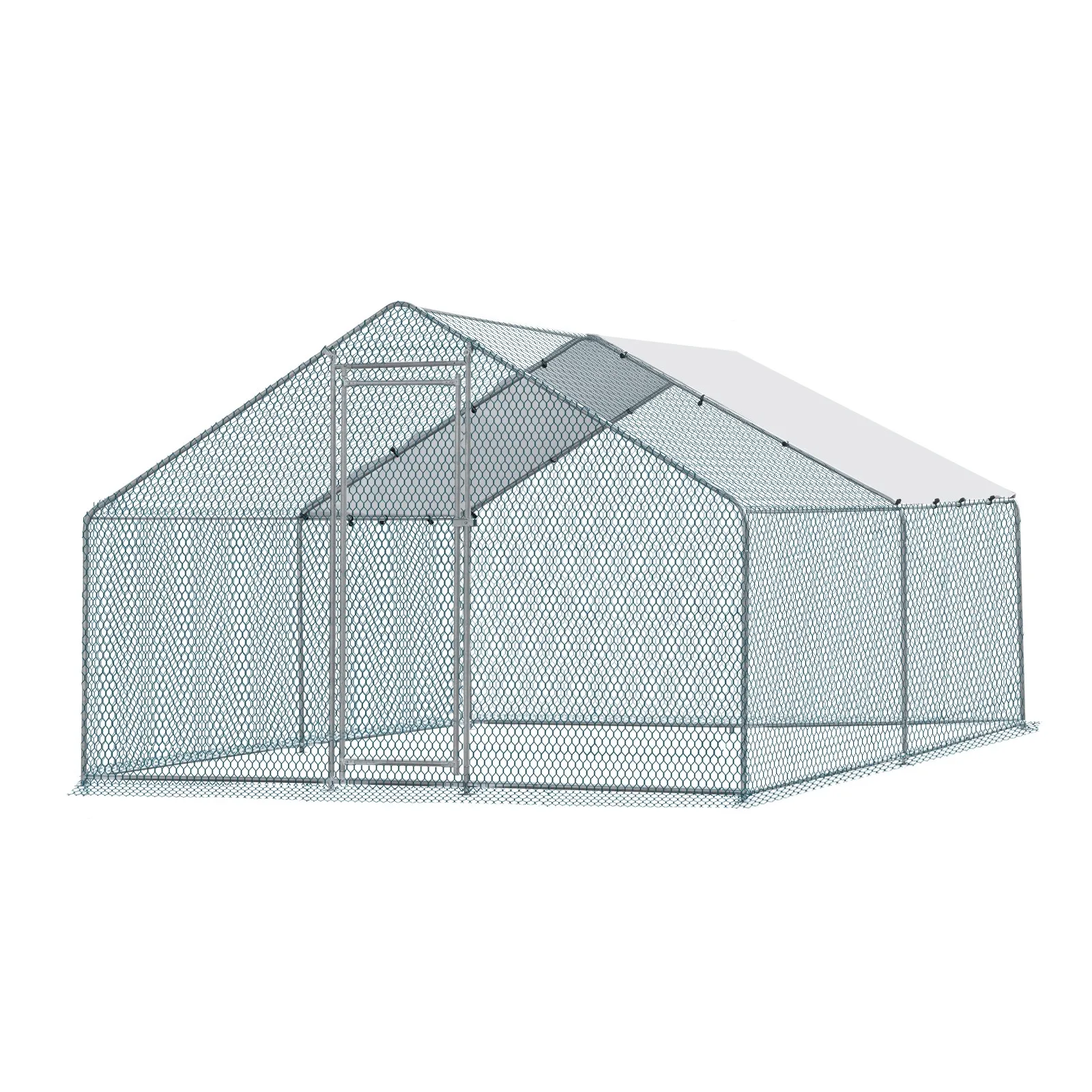 

13 x 10 FT Metal Walk In Chicken Coop Run Cage Rabbit Hutch Hen House with Cover