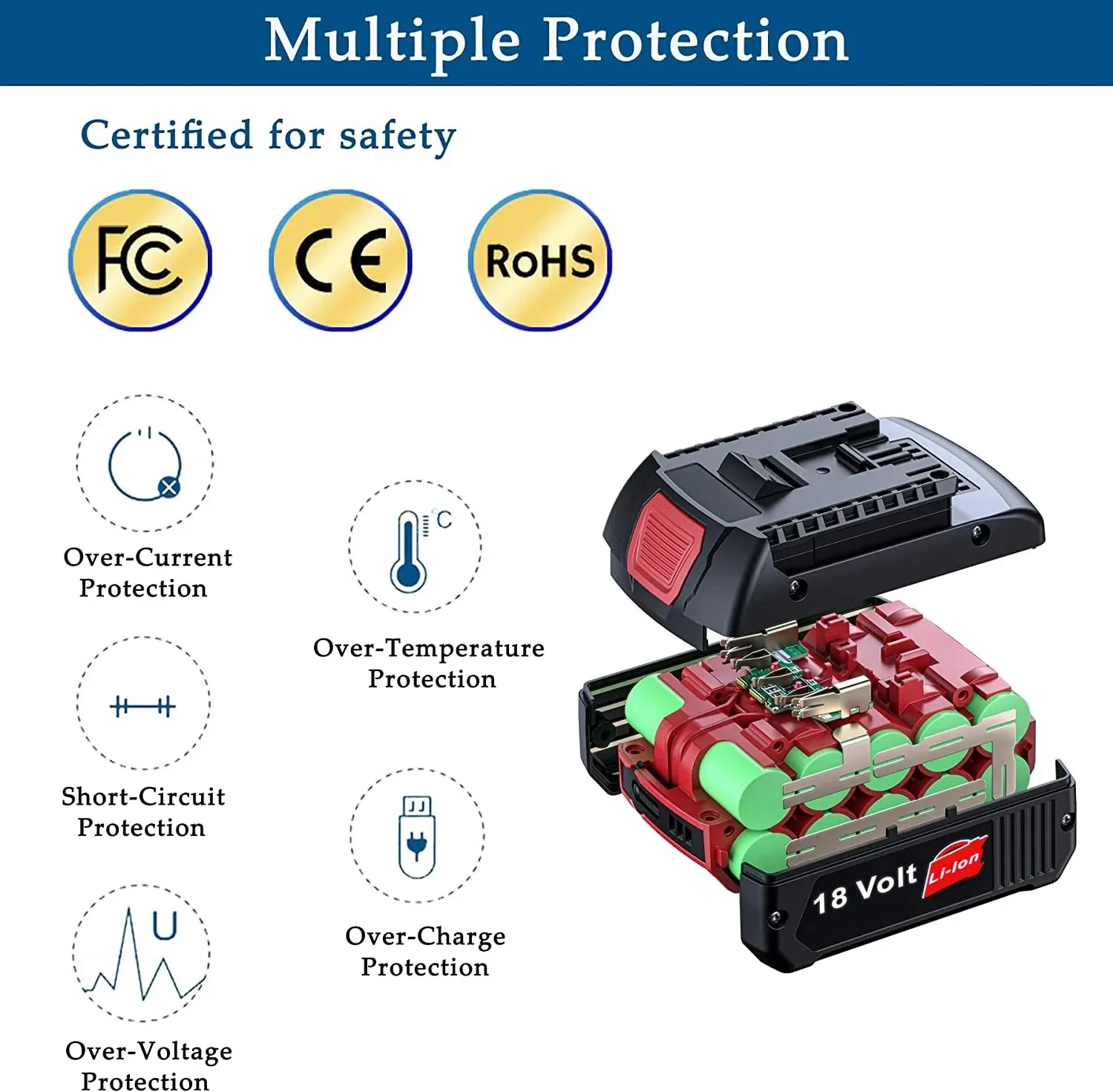 3C certified original 10.0Ah Battery 18V Rechargeable Battery BAT609 BAT609G BAT618G BAT614 for Bosch 18V power tools battery