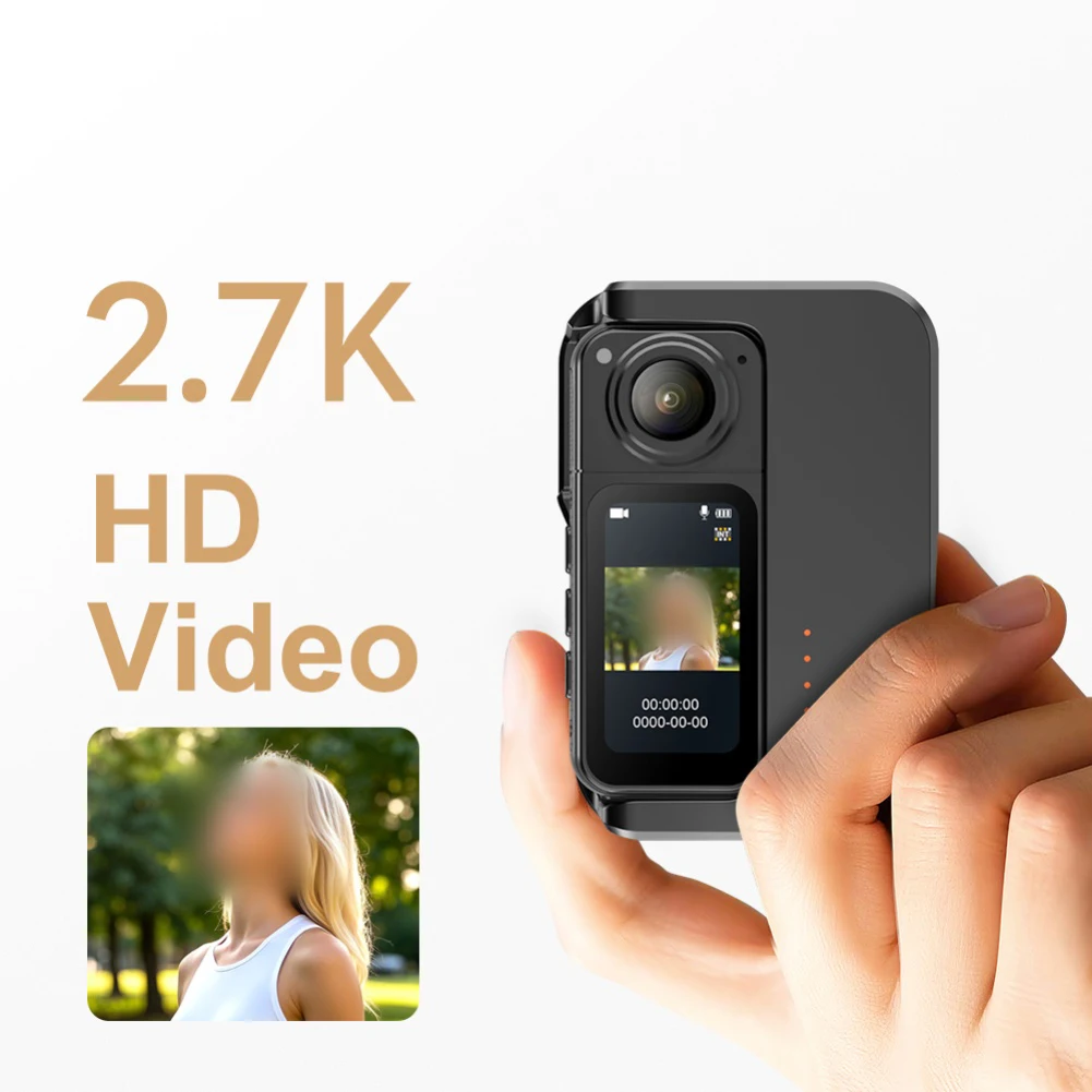 

1 комплект, мини-камера для тела 2,7K с зарядным отсеком, портативная портативная миниатюрная камера из АБС-пластика с 1,47-дюймовым IPS HD-дисплеем