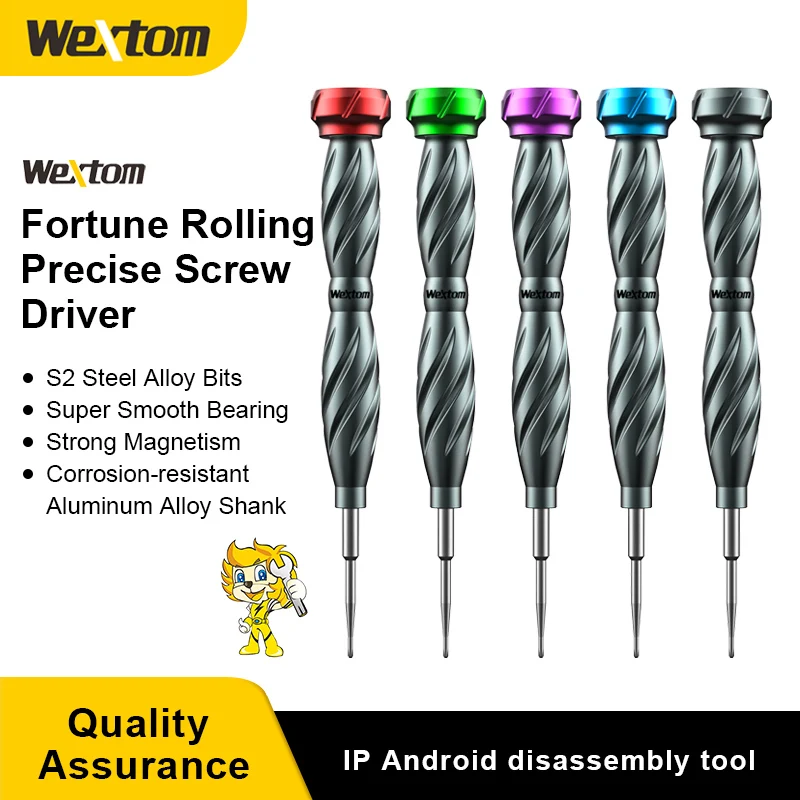 Wextom Fortune Rolling Preciese Screwdriver Philips 1.2 Pentalobe 0.8 Tri-point 0.6 Pinhead Philips 2.5 Torx T2 for Phone Repair